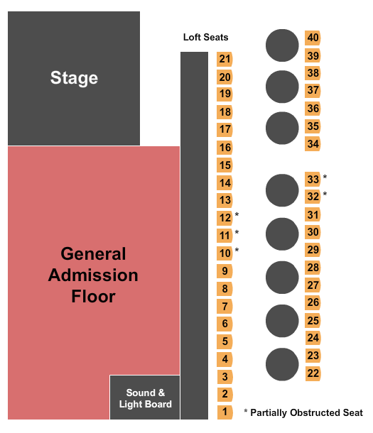 Reserved seating chart for Belly Up